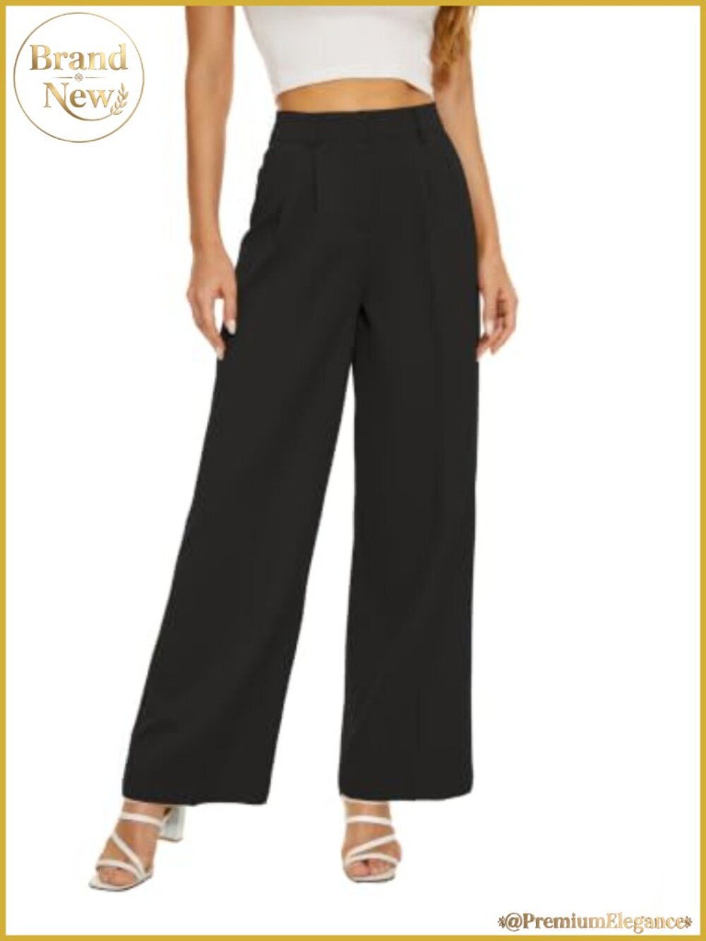High Waist Wide Leg Dress Pants Lightweight Flowy Pleated Trousers